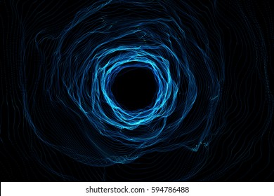 Cosmic wormhole, space travel concept, funnel-shaped tunnel that can connect one universe with another, 3d rendering