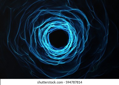 Cosmic wormhole, space travel concept, funnel-shaped tunnel that can connect one universe with another, 3d rendering