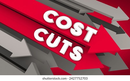 Cost Cuts Arrows Down Reduced Prices Lower Bills Spend Less Money 3d Illustration