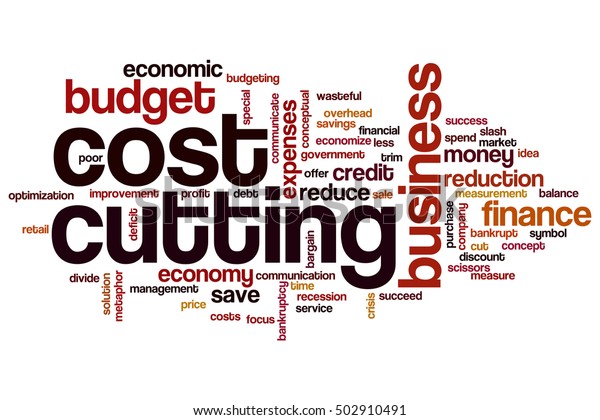 Cost cutting word cloud\
concept