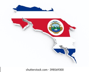 Costa Rica Flag On 3d Map