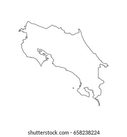 Costa Rica Map Silhouette On White Stock Illustration 658238224 ...