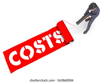 Costs Paint Roller Indicates Paying Expenses 3d Rendering