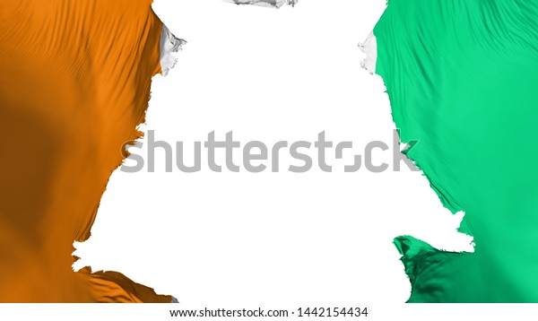 Cote dIvoire flag ripped apart, white\
background, 3d\
rendering