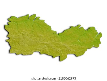 Cotes DArmor France Map, Shaded Relief Map Of Cotes DArmor France. 3D Render Physical Map.