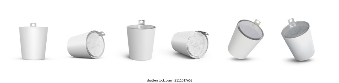 Cottage Cheese Cup Packing with Transparent Lid 3D Rendering