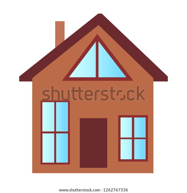 Cottage House Big Windows Rectangular Triangular Stock Illustration ...
