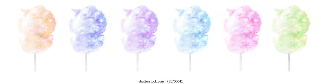 Cotton Candy Watercolor Illustration. Artwork