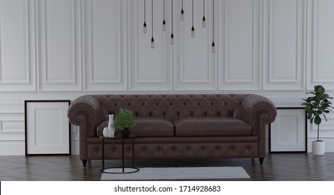 A Couch Also Known As A Sofa  Futon  Or Settee  Is A Piece Of Furniture For Seating Two Or Three People In The Form Of A Bench.3d Rendering
