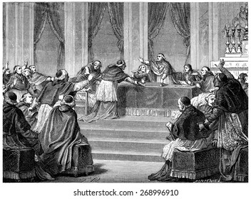 The Council, Meeting On 10 July. Vintage Engraved Illustration. History Of France  1885.