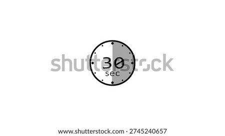 Countdown circle timer clock. Countdown timer seconds on white background.