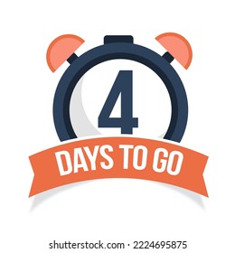 Countdown of days, 4 days left. A countdown is going on, useful for calculate the date of work. Offer timer, sticker limited to a few days.