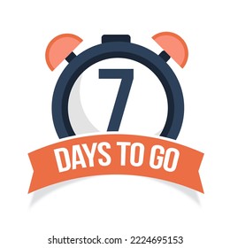 Countdown of days, 7 days left. A countdown is going on, useful for calculate the date of work. Offer timer, sticker limited to a few days.