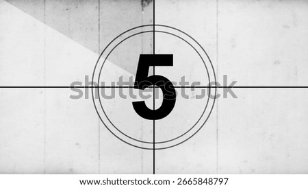 Countdown timer 5 seconds Old Vintage isolated on gray background