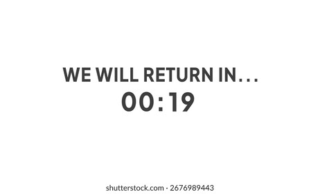 Countdown timer clock. Timer number 19 illustration.