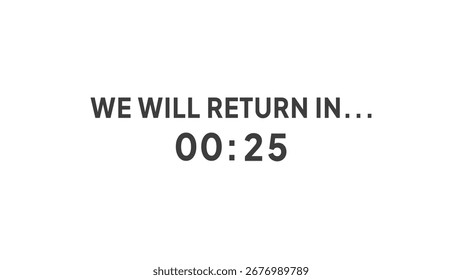 Countdown timer clock. Timer number 25 illustration.