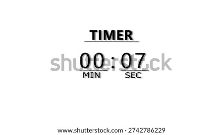 Countdown timer illustration.  minutes and seconds  timer clock.  stopwatch timer number.