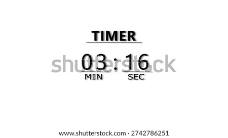 Countdown timer illustration.  minutes and seconds  timer clock.  stopwatch timer number.