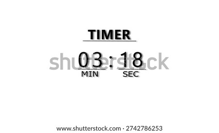 Countdown timer illustration.  minutes and seconds  timer clock.  stopwatch timer number.