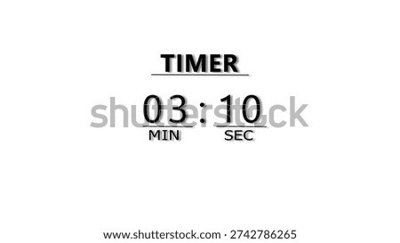 Countdown timer illustration.  minutes and seconds  timer clock.  stopwatch timer number.