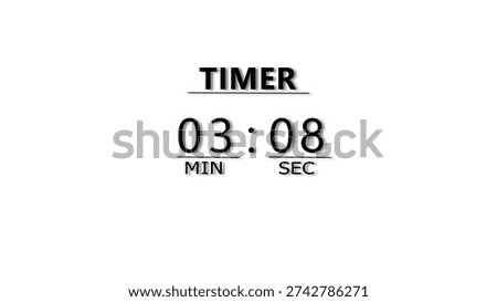 Countdown timer illustration.  minutes and seconds  timer clock.  stopwatch timer number.