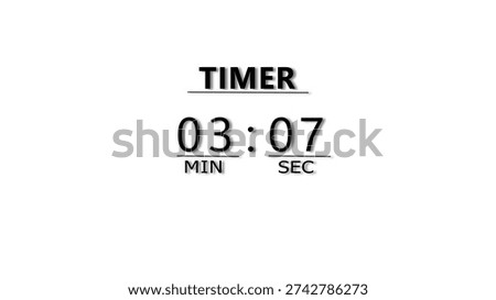 Countdown timer illustration.  minutes and seconds  timer clock.  stopwatch timer number.