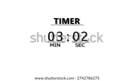 Countdown timer illustration.  minutes and seconds  timer clock.  stopwatch timer number.