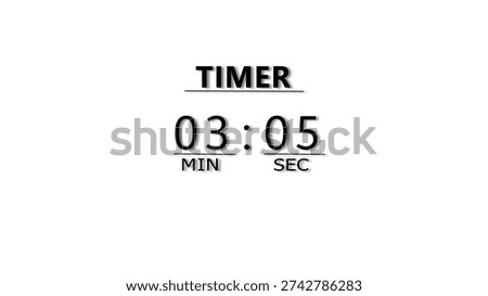 Countdown timer illustration.  minutes and seconds  timer clock.  stopwatch timer number.