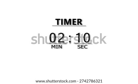 Countdown timer illustration.  minutes and seconds  timer clock.  stopwatch timer number.