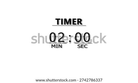 Countdown timer illustration.  minutes and seconds  timer clock.  stopwatch timer number.