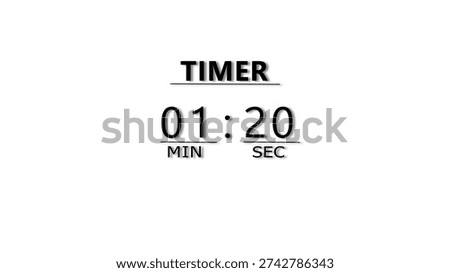 Countdown timer illustration.  minutes and seconds  timer clock.  stopwatch timer number.