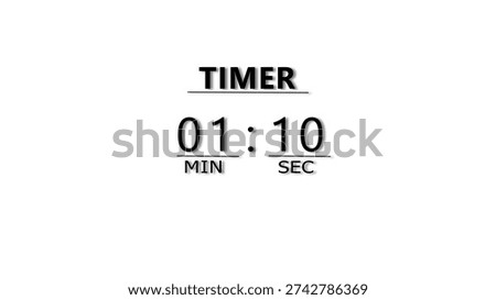 Countdown timer illustration.  minutes and seconds  timer clock.  stopwatch timer number.