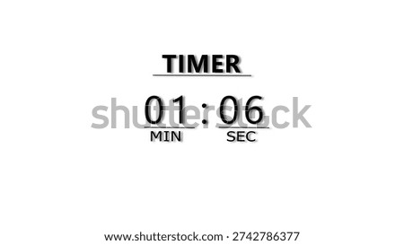 Countdown timer illustration.  minutes and seconds  timer clock.  stopwatch timer number.