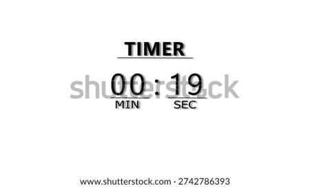 Countdown timer illustration.  minutes and seconds  timer clock.  stopwatch timer number.