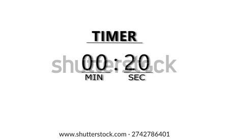 Countdown timer illustration.  minutes and seconds  timer clock.  stopwatch timer number.