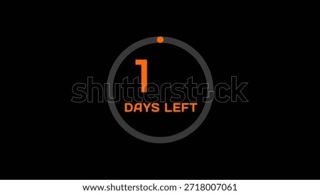 Countdown timer number illustration.  1 Days left countdown timer.