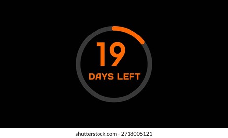 Countdown timer number illustration.  19 Days left countdown timer.