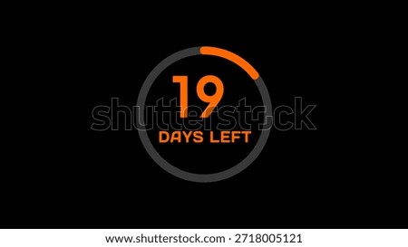 Countdown timer number illustration.  19 Days left countdown timer.
