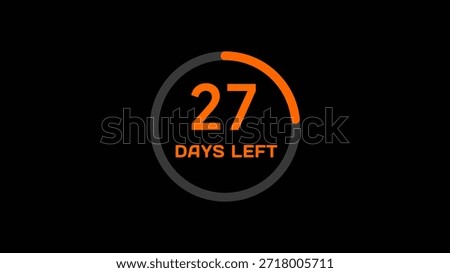 Countdown timer number illustration.  27 Days left countdown timer.