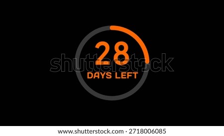 Countdown timer number illustration.  28 Days left countdown timer.