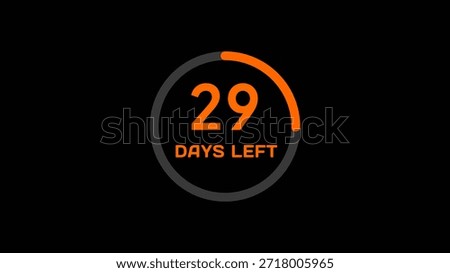 Countdown timer number illustration.  29 Days left countdown timer.