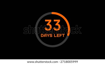 Countdown timer number illustration.  33 Days left countdown timer.