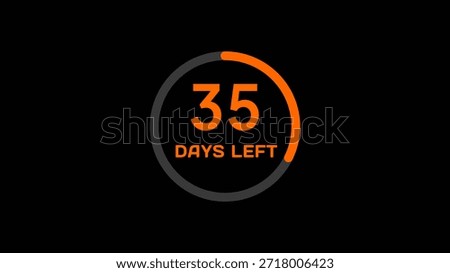 Countdown timer number illustration.  35 Days left countdown timer.