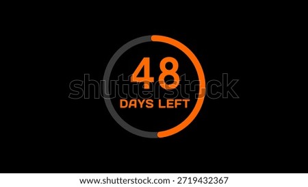 Countdown timer number illustration.  48 Days left countdown timer.