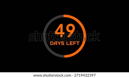 Countdown timer number illustration.  49 Days left countdown timer.