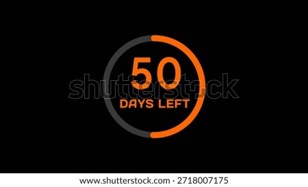 Countdown timer number illustration.  50 Days left countdown timer.