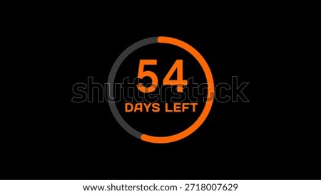 Countdown timer number illustration.  54 Days left countdown timer.