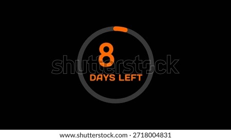 Countdown timer number illustration.  8 Days left countdown timer.