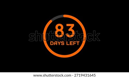 Countdown timer number illustration.  83 Days left countdown timer.