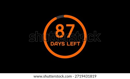Countdown timer number illustration. 87 Days left countdown timer.